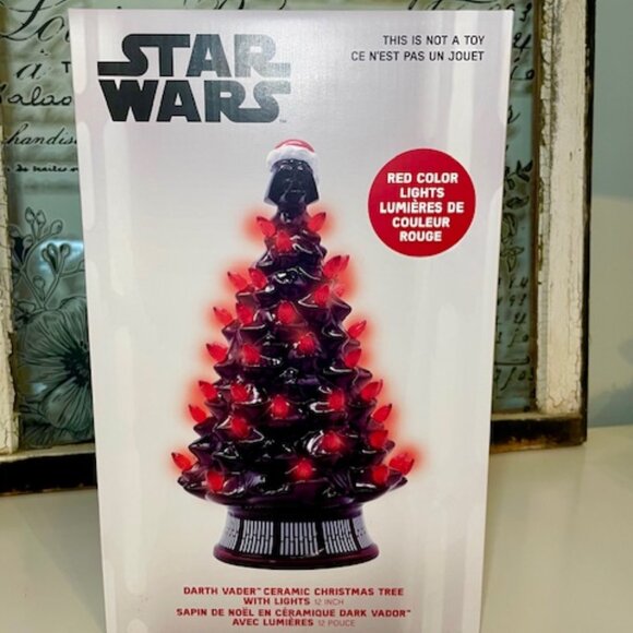 NEW IN BOX Star Wars 12" Ceramic Christmas Tree with Red Lights - Picture 2 of 3